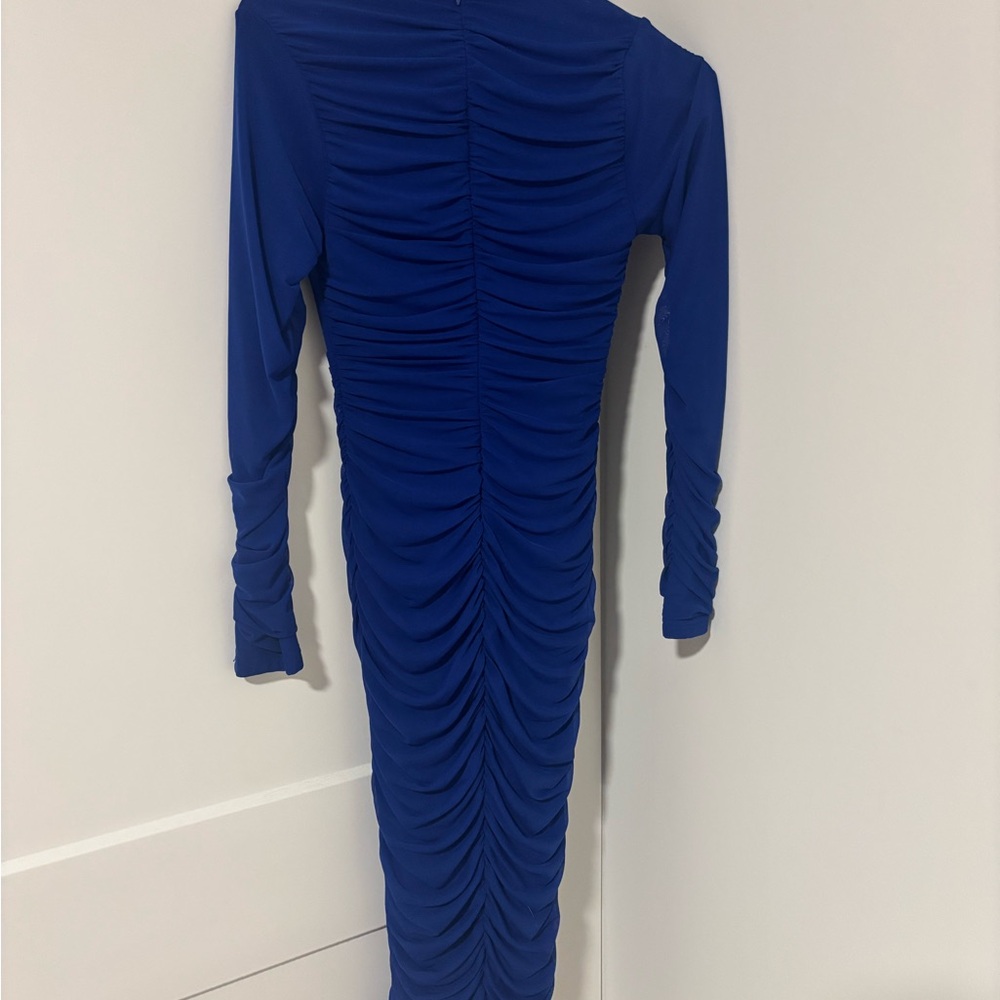 Elegant Blue Ruched Dress